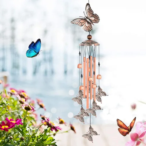 Vista 5 de Campanillas de viento de mariposa, regalo para abuela, regalos de cumpleaños para mamá para hija, regalo de amiga, tía, mujer, decoración