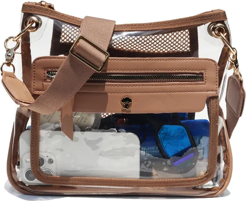 Vista 10 de Bolsas cruzadas transparentes para mujeres, bolsa transparente aprobada para estadios, para conciertos, eventos, bolsa de plástico transparente