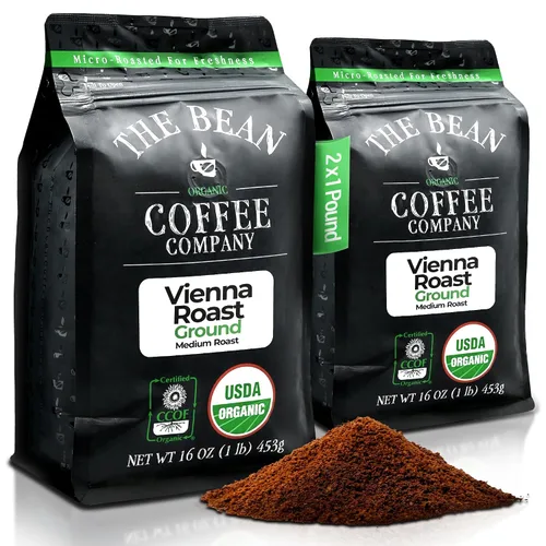Vista 13 de The Bean Organic Coffee Company Mezcla africana, tostado medio, café molido, bolsa de 16 onzas, Café molido tostado orgánico