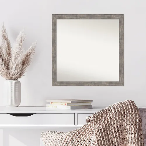 Vista 278 de Amanti Art Silver Bathroom Mirror for Over Sink, 26x35 Custom Made Marred Pewter Rectangle Vanity Mirror, Large Casual Wood Frame, Hangs Horizonally