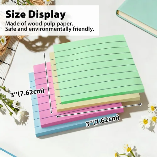 Vista 2 de BAZIC - Notas adhesivas forradas, 3 x 3 pulgadas (40 unidades) 40 sheets each (120 total); 3 x 3 in; Wood pulp paper; removes clean; no residue