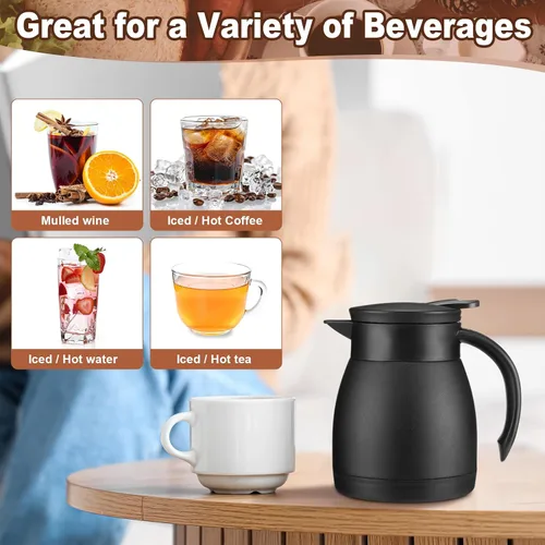 Vista 4 de Uiifan 2 jarras térmicas de café de 17 onzas de acero inoxidable aisladas al vacío, jarra térmica de doble pared al vacío con cepillos para mantener