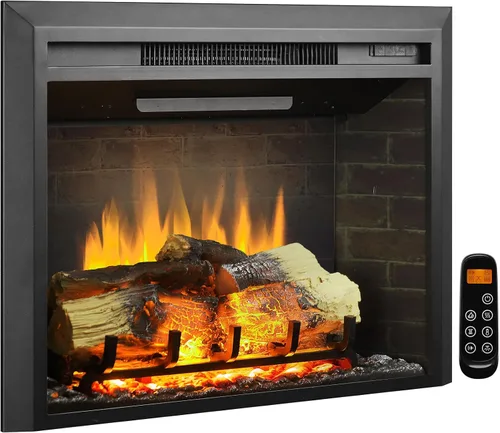 Vista 7 de LegendFlame Carl 28 Pulgadas con Kit de Adornos, Inserto de Chimenea Eléctrica, Calentador de Chimenea 750/1500W, Sonido de Fuego Crepitante