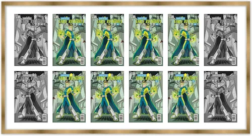 Vista 6 de Marco de cómic blanco mate para cómics publicado entre 1938 y 1955 (marco de madera maciza de cómic de la edad dorada) hecho para mostrar 4 cómics