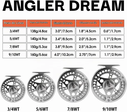 Vista 5 de 3/4 5/6 7/8 9/10WT Carrete de pesca con mosca con combinación de líneas, 3, 5, 8 WT Líder de respaldo de línea de mosca mecanizado CNC