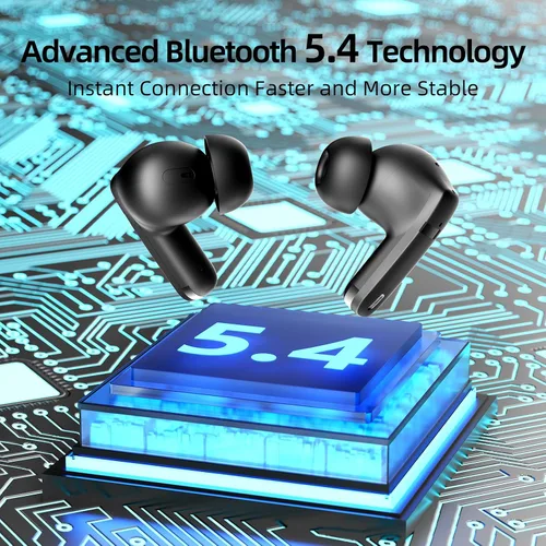 Vista 6 de Auriculares inalámbricos, auriculares Bluetooth 5.4 de 100 horas, ENC+ ANC con cancelación de ruido, control táctil, auriculares Bluetooth