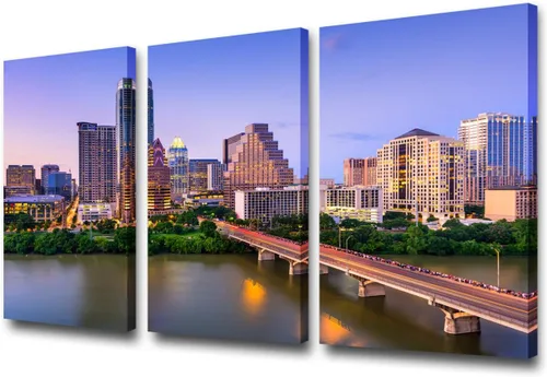 Vista 145 de San Antonio Sundown - Impresión en lienzo, paisaje de ciudad de pared grande, paisaje urbano extra grande de Texas, impresión de pared de horizonte