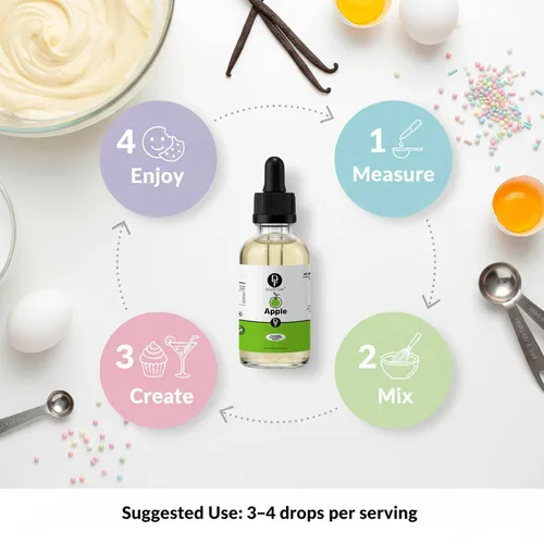 Vista 8 de Dolce Flav - Extracto de manzana 2 onzas soluble en aceite, kosher, sin azúcar, saborizante concentrado de manzana crujiente para hornear