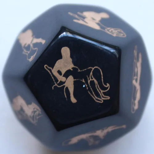 Vista 5 de Dados traviesos para parejas, 1 pieza de dados negros de 12 lados para adultos, juego de dados traviesos para parejas, juego de dados traviesos