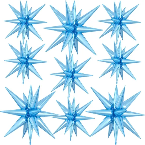 Vista 27 de 9 piezas de globos de estrella beige, grandes globos de papel de aluminio en forma de estrella en explosión, globos de Mylar en punta color crema