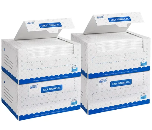 Vista 9 de HOMEXCEL Toallas faciales, toallitas faciales desechables, toallitas secas biodegradables para quitar maquillaje, toallas faciales súper suaves