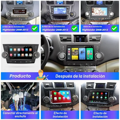 Vista 6 de para Toyota Highlander 2008-2013 Radio estéreo inalámbrico Carplay Auto Upgrade Android 8-croe Physical Button/Knob Head Unit DSP Navigation
