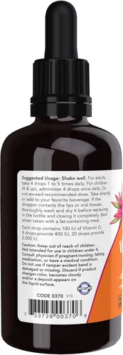 Vista 3 de NOW Foods Suplementos, vitamina D-3 líquida, huesos fuertes*, soporte estructural*, 2 onzas