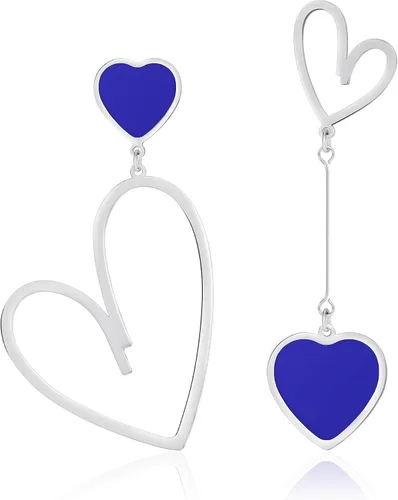 Vista 10 de Linawe Mismatched Heart Dangle Earrings for Women Trendy