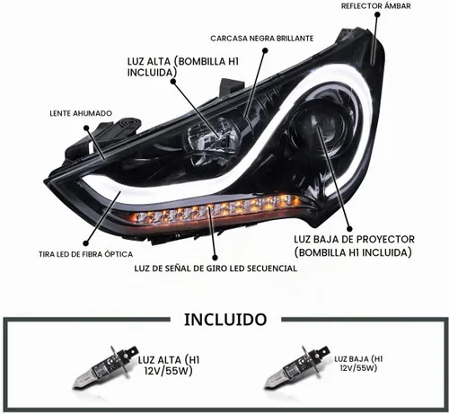 Vista 3 de SPEC-D TUNING - Faros delanteros LED de humo negro brillante