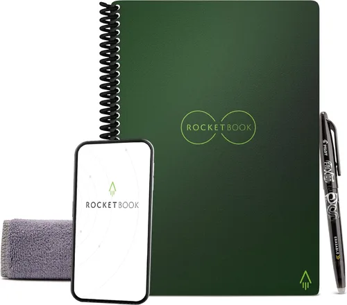 Vista 14 de Rocketbook Core - Cuaderno de espiral reutilizable, tamaño ejecutivo de 6 x 8.8 pulgadas, color negro, páginas punteadas, conectadas a