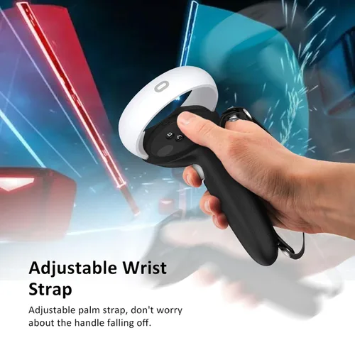 Vista 3 de Controller Grips Cover for Oculus Quest 2, Extended Controller Hand Strap with Adjustable Knuckle Handles for Boxing and Star Wars, Controller