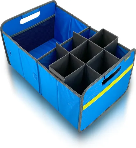 Vista 10 de meori Organizador plegable para maletero de coche con enfriador para comestibles, viajes por carretera, 2 compartimentos, bolsillo de malla