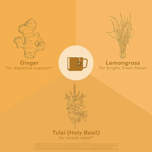 Vista 5 de Organic India - Té orgánico de Tulsi, té de hierbas, 18 bolsas de infusión. paquete de 6
