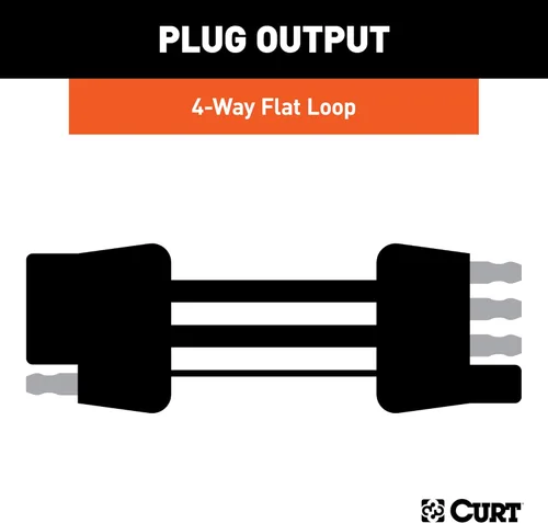 Vista 4 de CURT 58050 Arnés de cableado plano de 4 pines para el lado del vehículo y del remolque con cables de 72 pulgadas