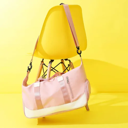 Vista 6 de Arouselove Bolsas de lona deportivas para mujeres y hombres, bolsa de gimnasio portátil con bolsillo húmedo y compartimento separado para zapatos