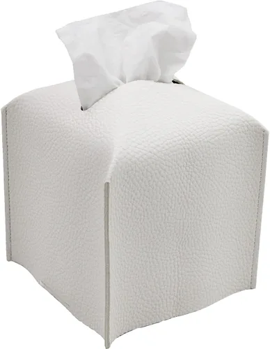 Vista 8 de Livelab Funda para caja de pañuelos, cuadrada, decorativa, de piel sintética, soporte para caja de pañuelos moderna, organizador de papel facial