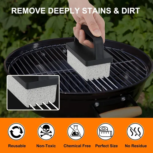Vista 5 de Kit de limpieza de parrilla compatible con Blackstone - Kit de limpieza de parrilla con ladrillo de parrilla, raspador de plancha y cepillo