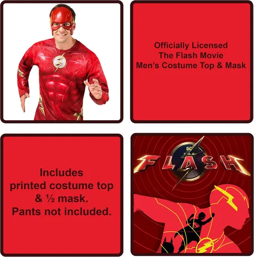 Vista 2 de Rubies Men's DC The Flash Movie Costume Top and Mask