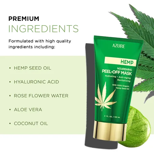 Vista 2 de Azure Cosmetics Mascarilla facial nutritiva de cáñamo, antienvejecimiento e hidratante, elimina puntos negros, suciedad y aceites, con aceite