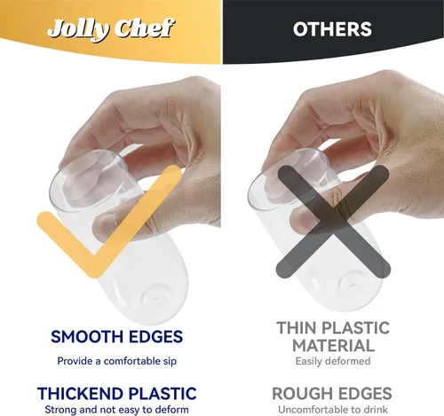 Vista 3 de JOLLY CHEF Paquete de 36 copas de champán de plástico sin tallo de 9 onzas, copas de champán de plástico transparentes sin tallo, cristalinas