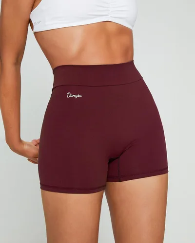 Vista 3 de Danysu Pantalones cortos de entrenamiento con corte en V, pantalones cortos de entrenamiento de cintura alta, pantalones deportivos para gimnasio
