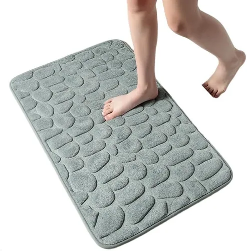Vista 4 de Alfombra antideslizante de Baño con Relieve de Adoquines, Alfombras Antideslizantes En Lavabo, Alfombra De Suelo Lateral De Bañera, Felpudo De