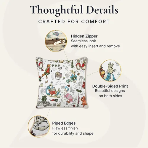 Vista 4 de Signare Tapiz Peter Rabbit - Funda de cojín cuadrada de doble cara (CCOV-BP-Peter)