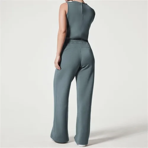 Vista 4 de Nuevos overoles para mujer 2023 The Air Essentials Mono sin mangas de pierna ancha con cinturón con bolsillos