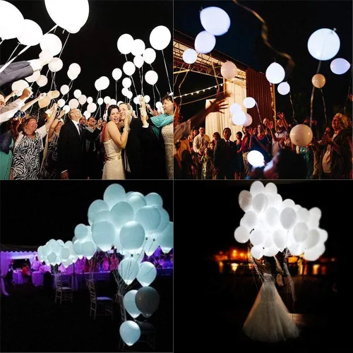 Vista 8 de Paquete de 30 globos LED, luces blancas para fiesta de cumpleaños y decoración de bodas Blanco 30