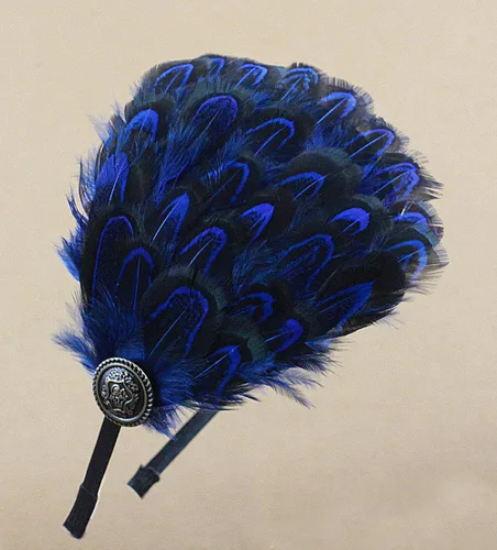 Vista 2 de Tocado para mujer, estilo vintage, con hebilla de latón, accesorio para el pelo, Azul Royal