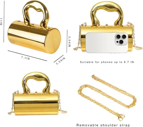Vista 4 de Monedero dorado, bolsos de mano para mujer, bolso de mano acrílico Y2K, bolso cruzado para mujer, bolso de fiesta de noche