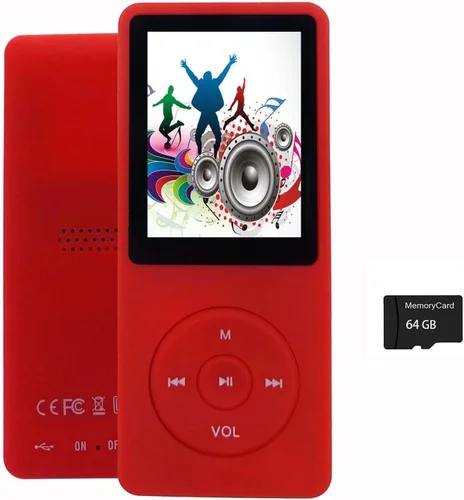 Vista 7 de Reproductor de MP3 de 64 GB con altavoz, auriculares, reproductor de música portátil para niños, soporte para grabación de voz, imagen, video, libro