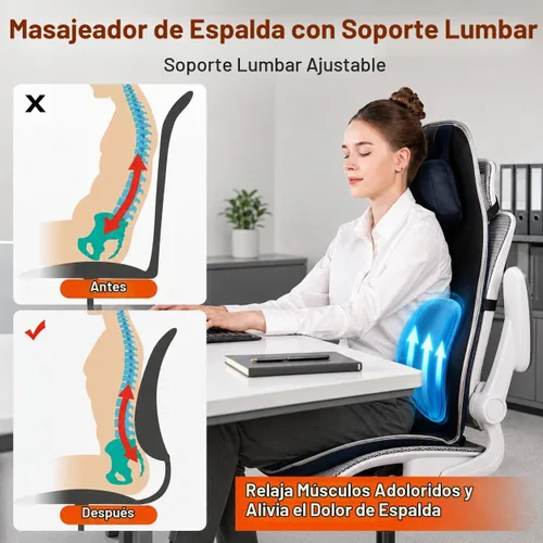Vista 10 de SLOTHMORE Masajeador de espalda para silla con calor, vibración y soporte lumbar