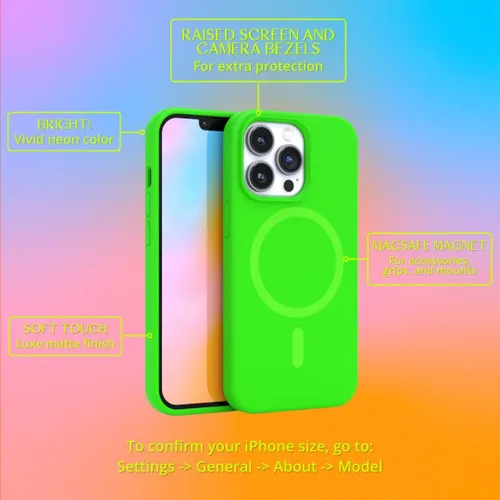 Vista 3 de FELONY CASE - Funda para iPhone 14 Pro, elegante funda verde neón para iPhone