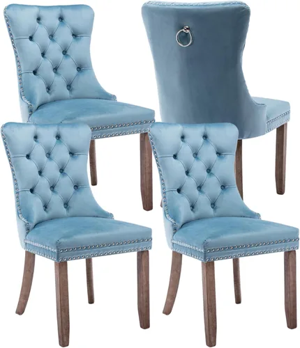 Vista 50 de Juego de 2 sillas de comedor de terciopelo beige, sillas de comedor tapizadas beige01