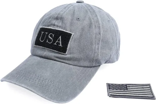 Vista 2 de Gorra de béisbol casual Gorra de sol con lentejuelas brillantes con purpurina bandera de Estados Unidos, visera patriótica, cola de caballo cruzada