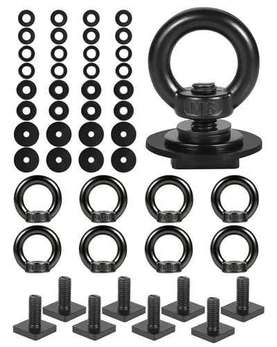 Vista 11 de Anclaje de amarre de montaje en T para portaequipajes de techo, perno de ojo en forma de anillo M8 resistente, tuercas de ojo en T de acero