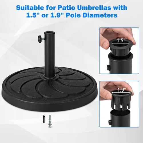 Vista 4 de Tangkula Base de sombrilla de 40 libras, sombrilla redonda resistente para exteriores, para mesa de 1.5 a 1.9 pulgadas, soporte de paraguas