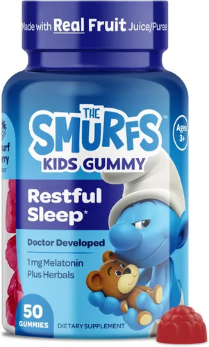 Vista 13 de Smurfs Kids Gomitas Calmantes Gomitas Calmantes para Niños con Melisa y L-Teanina Hechas con Fruta Real Desarrollado por Doctores Sin