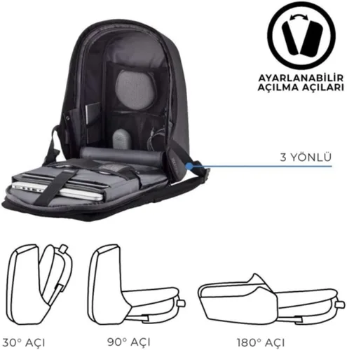 Vista 8 de XDDesign BOBBY HERO - Mochila antirrobo para computadora portátil, mochila de viaje aprobada para hombres y mujeres, Negro -, X-Grande, Mochila