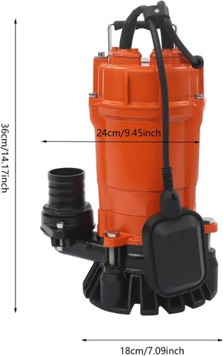 Vista 2 de Bomba sumergible de aguas residuales 750W (1HP) 5019GPH Caudal 59ft Altura de elevación IP68