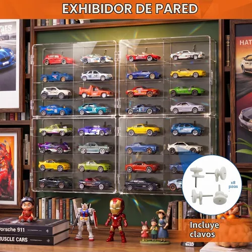 Vista 5 de CHONOVO Vitrina negra para coche de juguete 1/64 para Matchbox Hot Wheels Negro-4p