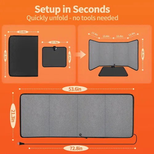 Vista 7 de Calentador plegable para debajo del escritorio, calentador de espacio silencioso para oficina con temporizador, 8 niveles de temperatura, apagado
