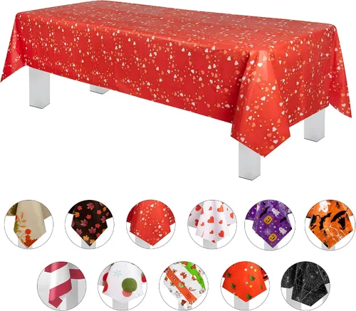 Vista 48 de Grandipity Mantel de plástico desechable de calidad prémium para fiestas con temática de globos de cumpleaños, 1 paquete, 54 x 108 pulgadas, mantel